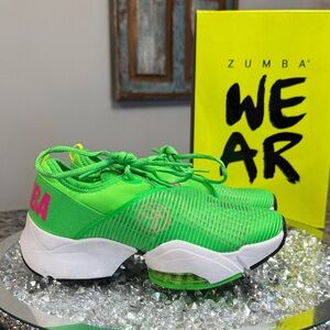 Zumba Fitness air stomp Neon Green Pink Accent Women's Sneakers EUC 5